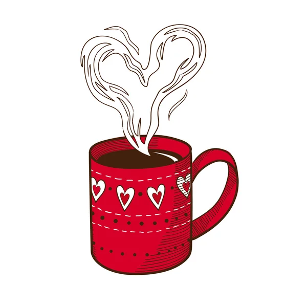 Kaffekopp med hjärtformade ånga. — Stock vektor