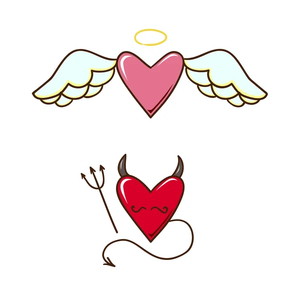 Angel and demon hearts. — Stock Vector