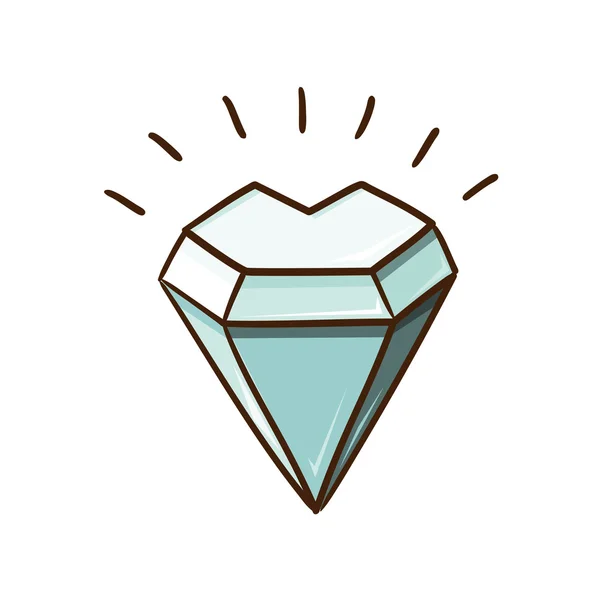 Piedra diamante en forma de corazón aislado en blanco . — Vector de stock