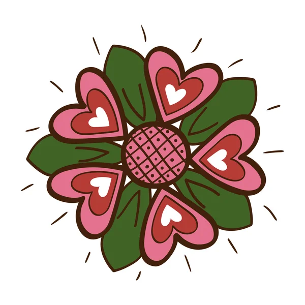 Blume mit Herzen. — Stockvektor