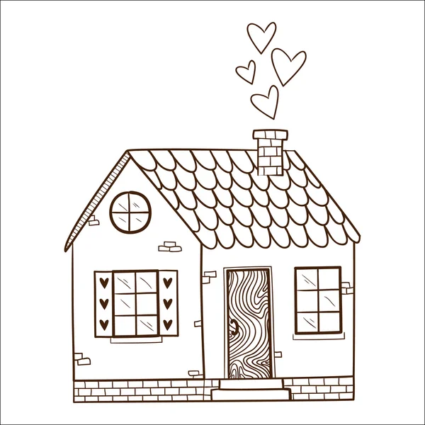 Cute house with hearts. — Stock Vector