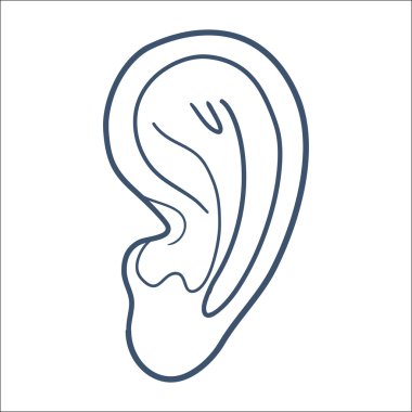 kulak hearness sembolü beyaz izole.