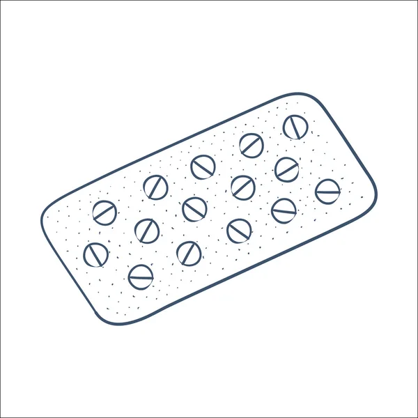 Tabletter piller i en blisterförpackning isolerad på vit. — Stock vektor