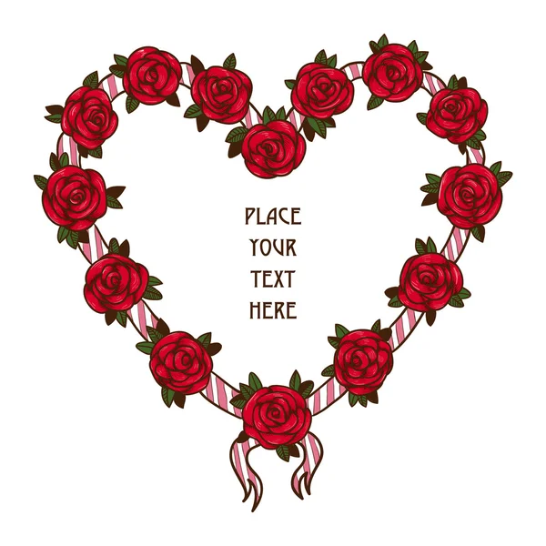 Roses Cadre de coeur . — Image vectorielle