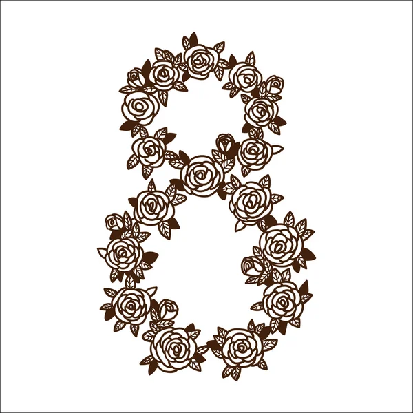 Número ocho 8 de flores . — Vector de stock