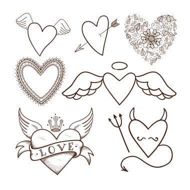 dekoratif kalp koleksiyonu.