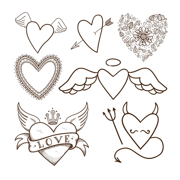 Collection of decorative hearts. — Stock Vector