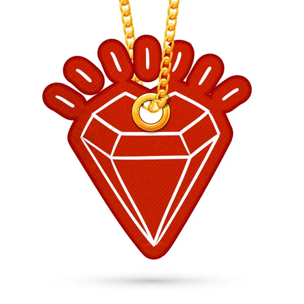 Διαμάντι. tag ετικέτας που κρέμεται από χρυσή αλυσίδα. — Διανυσματικό Αρχείο