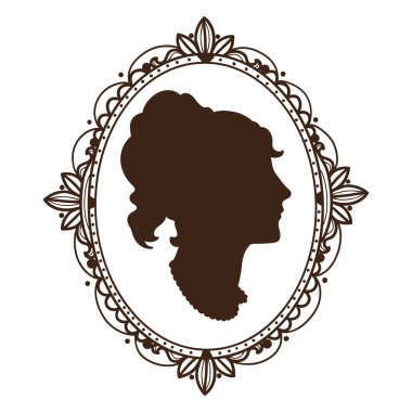 kadın profili ile Vignette çerçeve.