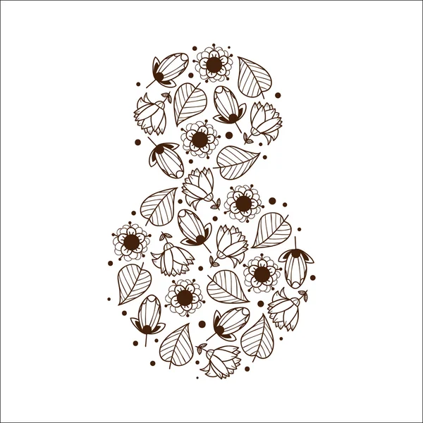 Número ocho 8 de flores . — Vector de stock