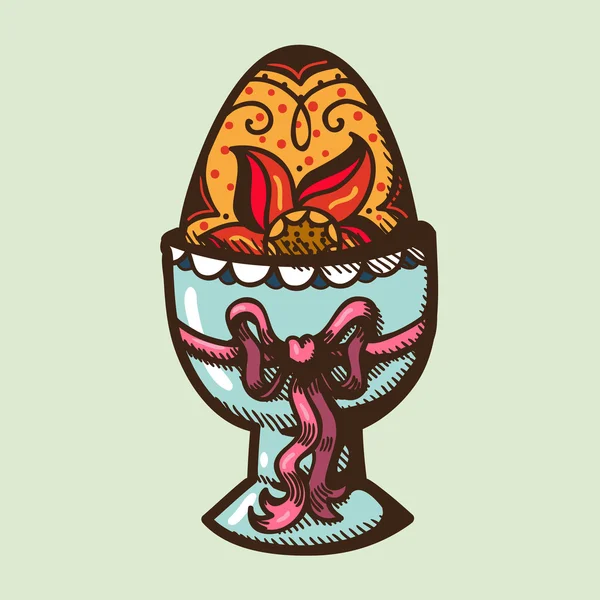 Huevo de Pascua con patrón . — Vector de stock