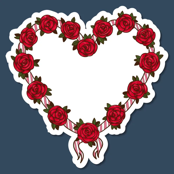 Roses Cadre de coeur . — Image vectorielle