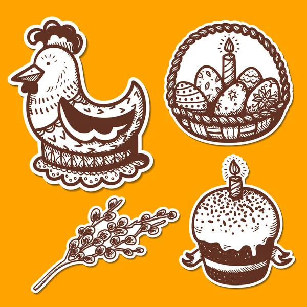 Easter objects stickers collection. — Stock Vector