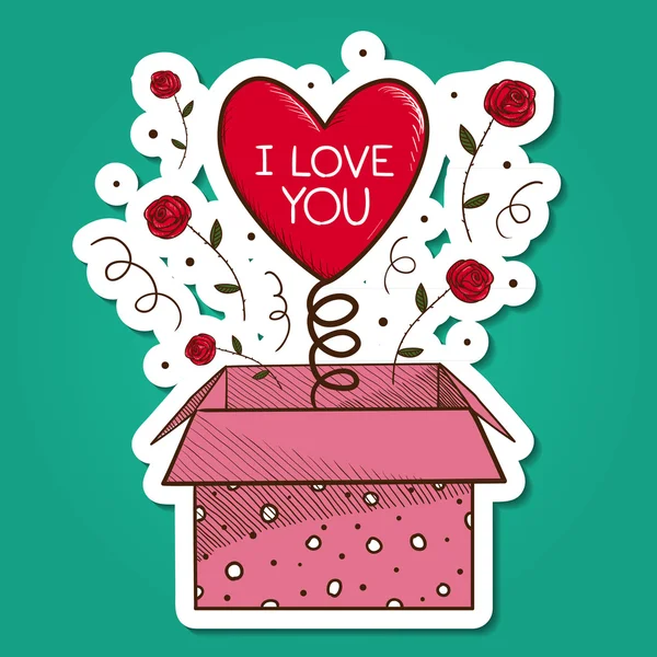 Boîte cadeau avec coeur . — Image vectorielle