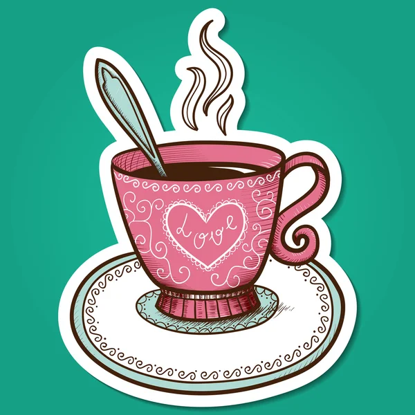 Tee- oder Kaffeetasse mit Herz. — Stockvektor