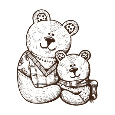 Sketch card element with mother and child. vector Sketch card element with mother and child. vector