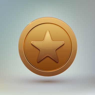 gri arka plan üzerinde izole yıldız sikke.