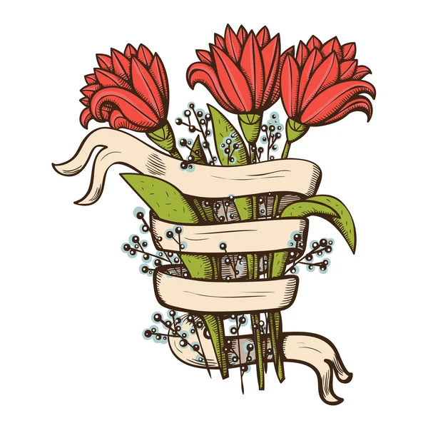 Ramo de flores aislado en blanco . — Vector de stock