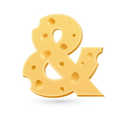 ampersant veya ve peynir mektup. sembol üzerinde beyaz izole.