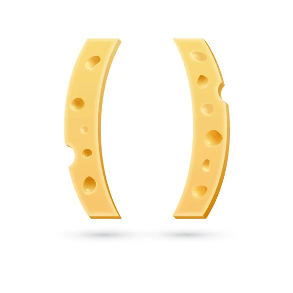 Los corchetes de queso marcan. Símbolo aislado en blanco . — Vector de stock