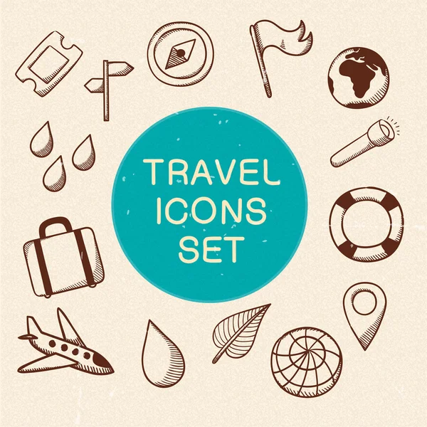 Ensemble de symboles de voyage et vacances . — Image vectorielle