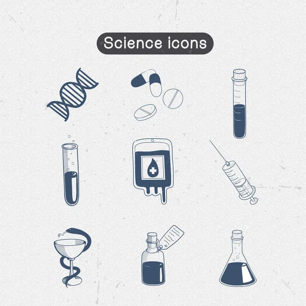 Colección de iconos de ciencia y medicina . — Vector de stock