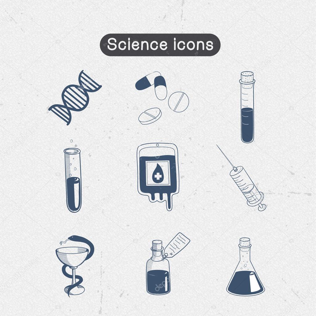 Science and medicine icons collection.