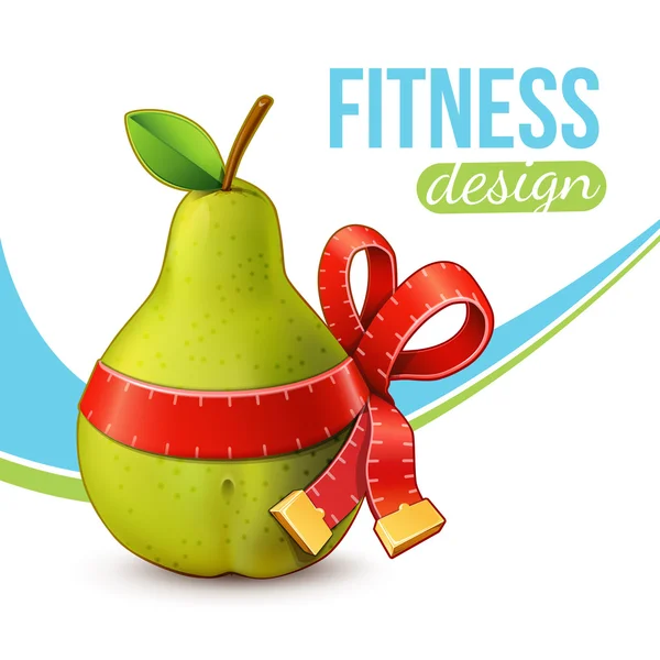Fitness background with pear. — Stock Vector
