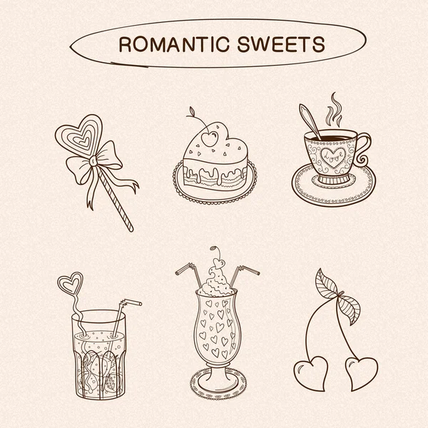 Colección de dulces en forma de corazón . — Archivo Imágenes Vectoriales