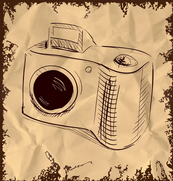Фотокамера изолирована на винтажном фоне — стоковый вектор