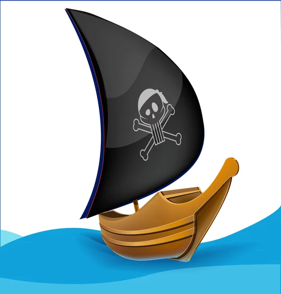 Velero con símbolo pirata — Vector de stock