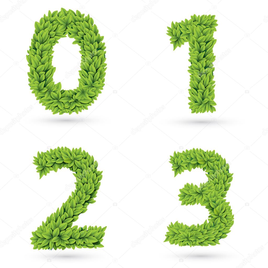 Numbers of green leaves collection.