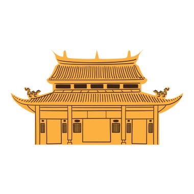 Çin Tapınağı üzerine beyaz izole.