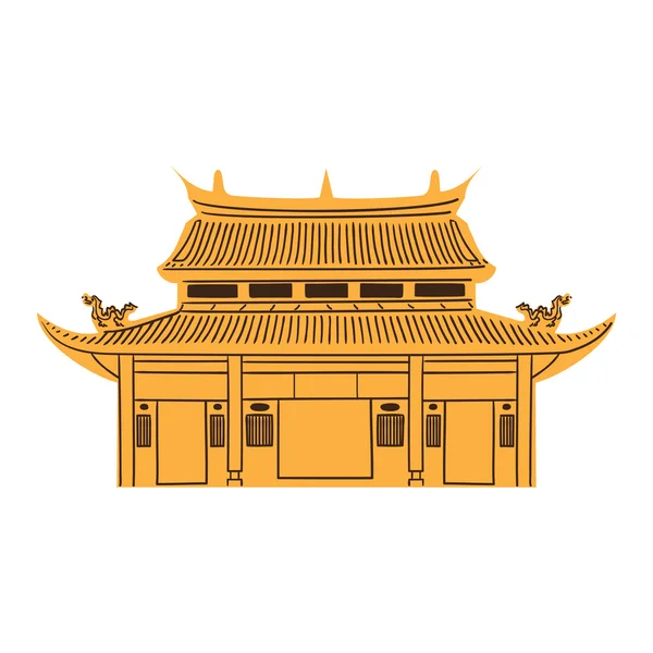 Templo chino aislado en blanco . — Vector de stock