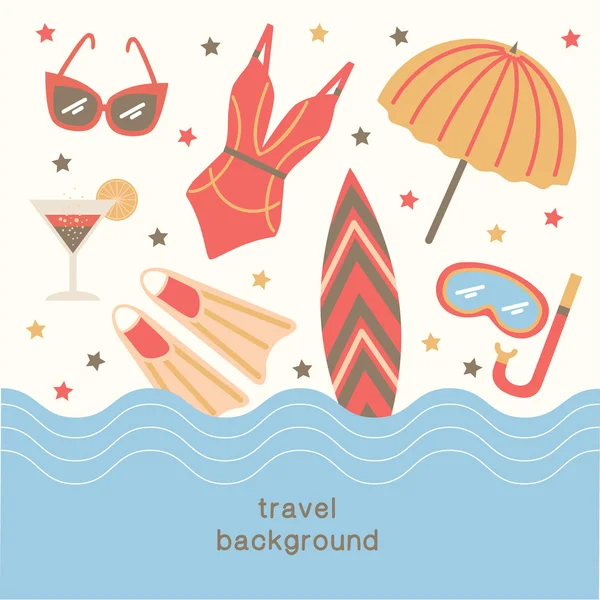 Vacaciones de verano y antecedentes de viaje . — Vector de stock