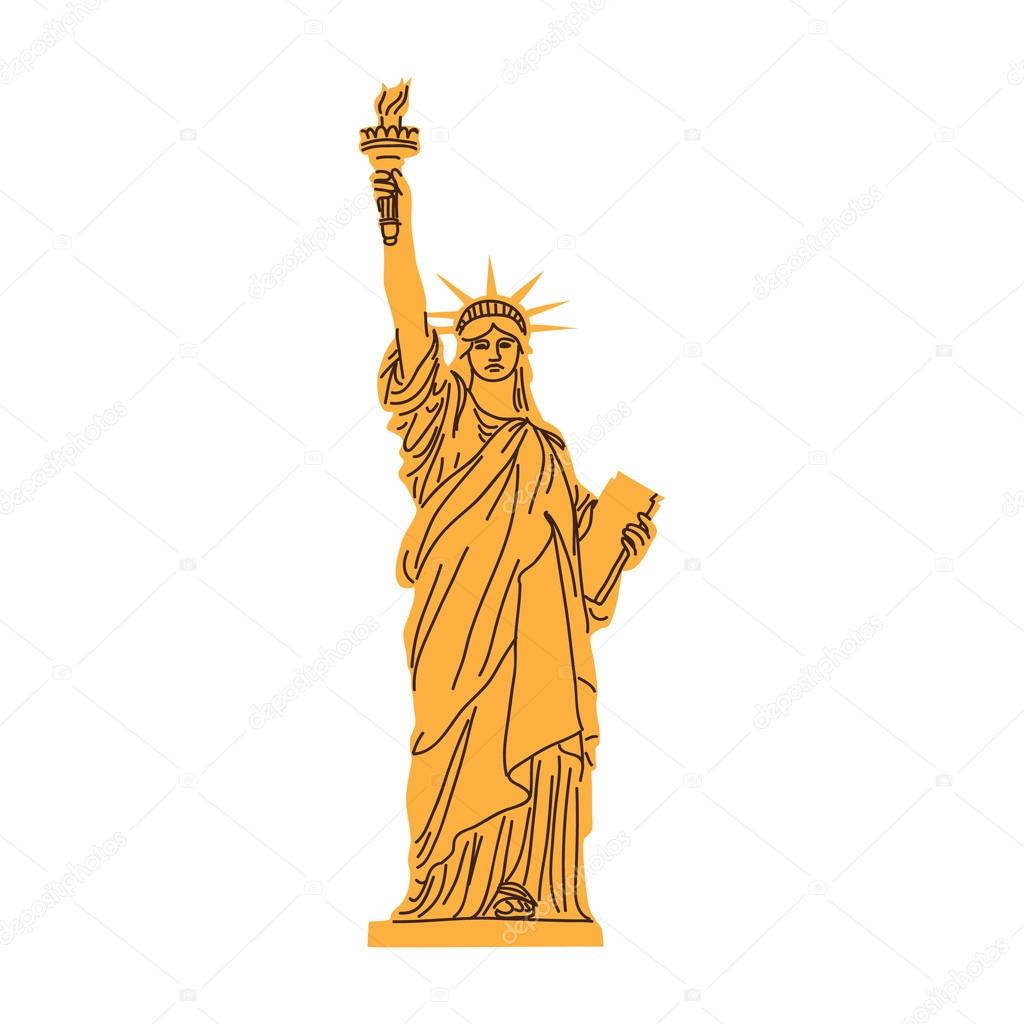 Statue of Liberty isolated on white.