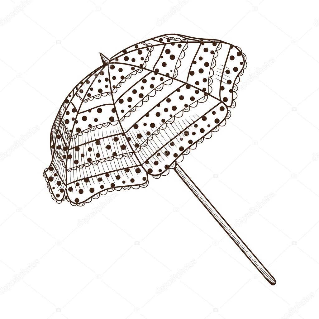 Sun umbrella isolated on white.