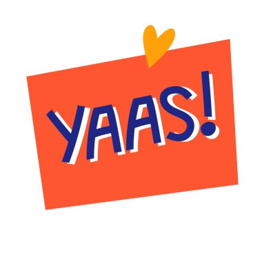 Eğlenceli kelime metin etiketi renkli tasarım ögesi.