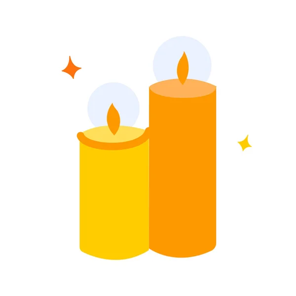Καίγοντας γιορτινά κεριά απομονωμένα σε λευκό. — Διανυσματικό Αρχείο