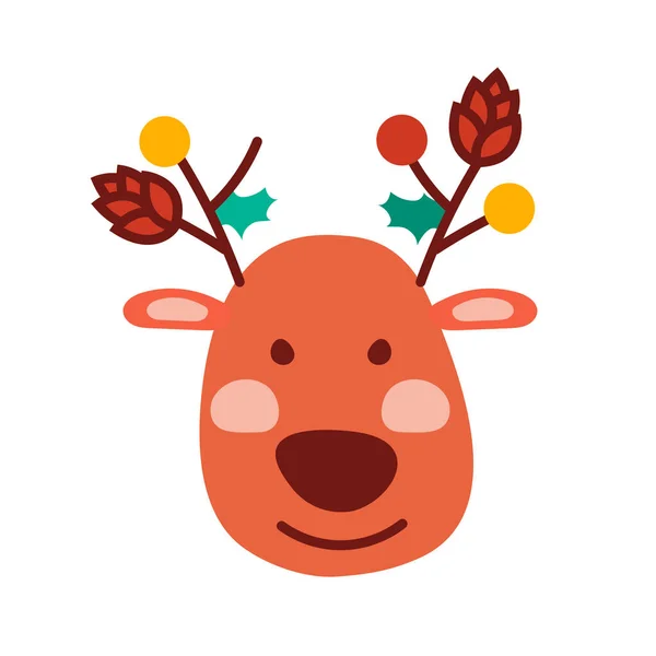 Carino viso di cervo di Natale isolato su bianco. — Vettoriale Stock