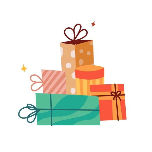Gift present boxes packed wrapped for holiday. — Wektor stockowy