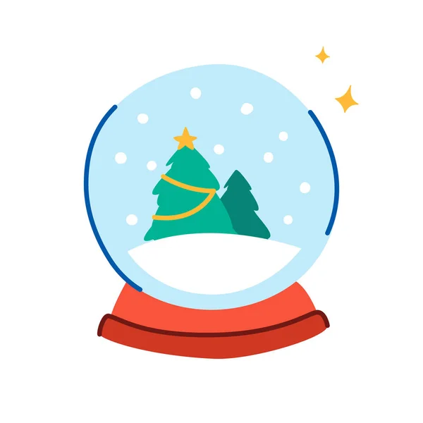 Winter holiday snow globe with fir trees. Illustrazioni Stock Royalty Free
