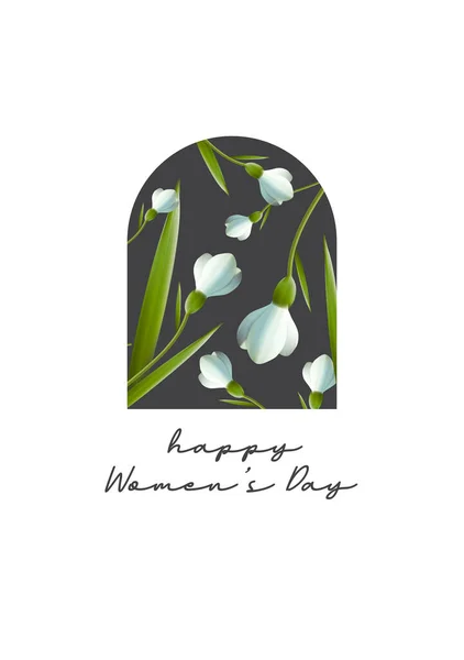 Internationella kvinnodagen blommigt gratulationskort. — Stock vektor