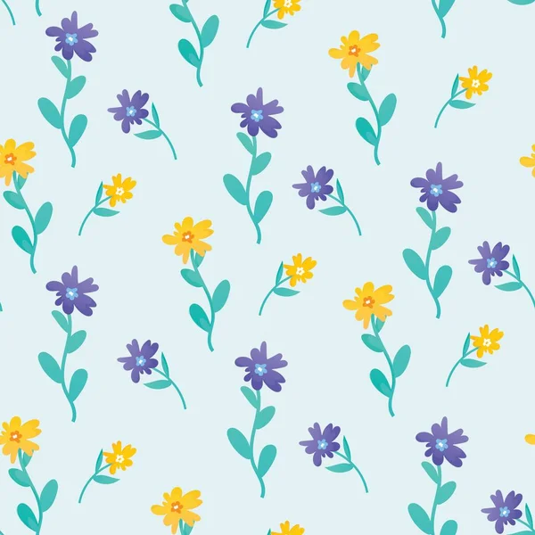 Modèle sans couture de fleurs sauvages lumineuses colorées — Image vectorielle