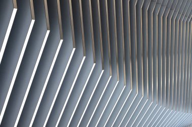 Soyut beyaz gri metal duvar, 3D metal fütüristik yüzey, modern bina tasarımı.