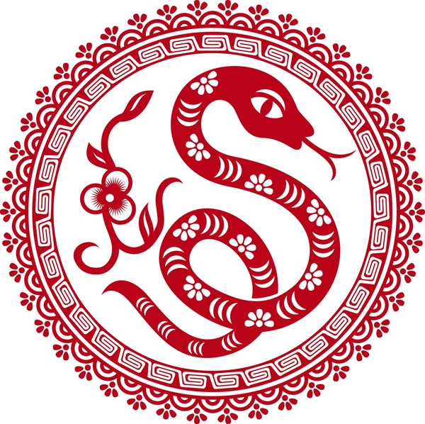 Chinese paper cut snake as symbol of year — Stock Vector