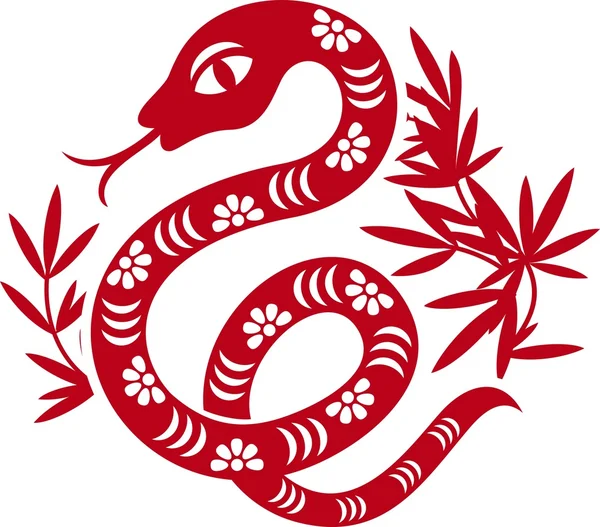 Çin kağıdı yılan yılı sembolü olarak kesin. — Stok Vektör