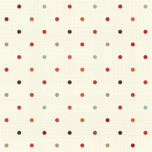 Kleurrijke polka dot naadloze patroon op stof textuur — Stockvector