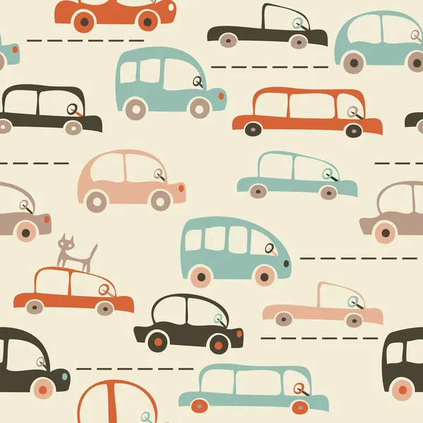 Mapa de dibujos animados sin fisuras de coches y el tráfico — Vector de stock