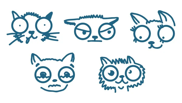 Chats doodle isolés sur blanc — Image vectorielle